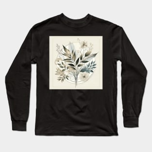 Simplistic Elegance: Botanical Minimalist Art Long Sleeve T-Shirt